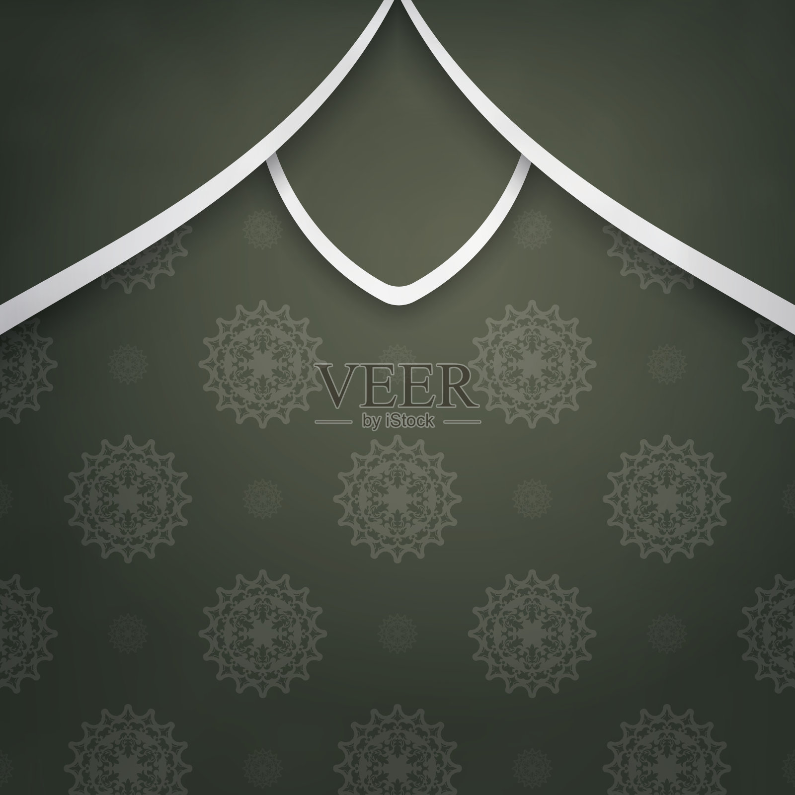 深绿色明信片与复古白色饰品为您的品牌。插画图片素材