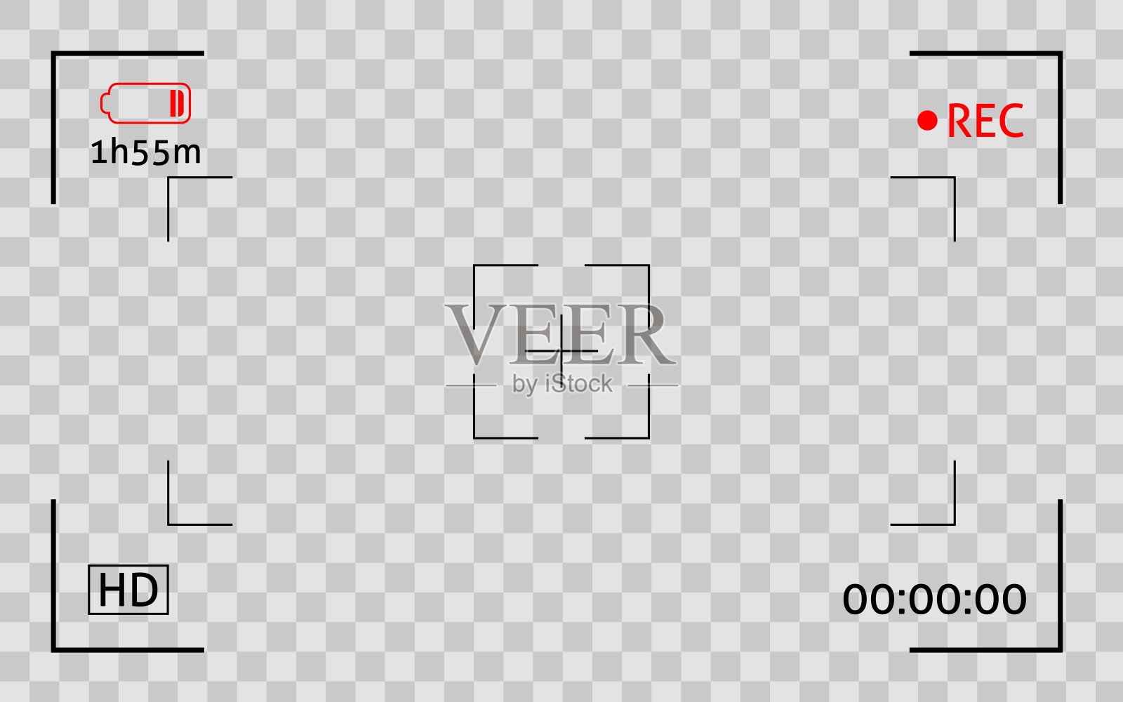 相机的取景器。显示快照数字视频记录屏幕。Filn rec摄像机编码模板插画图片素材