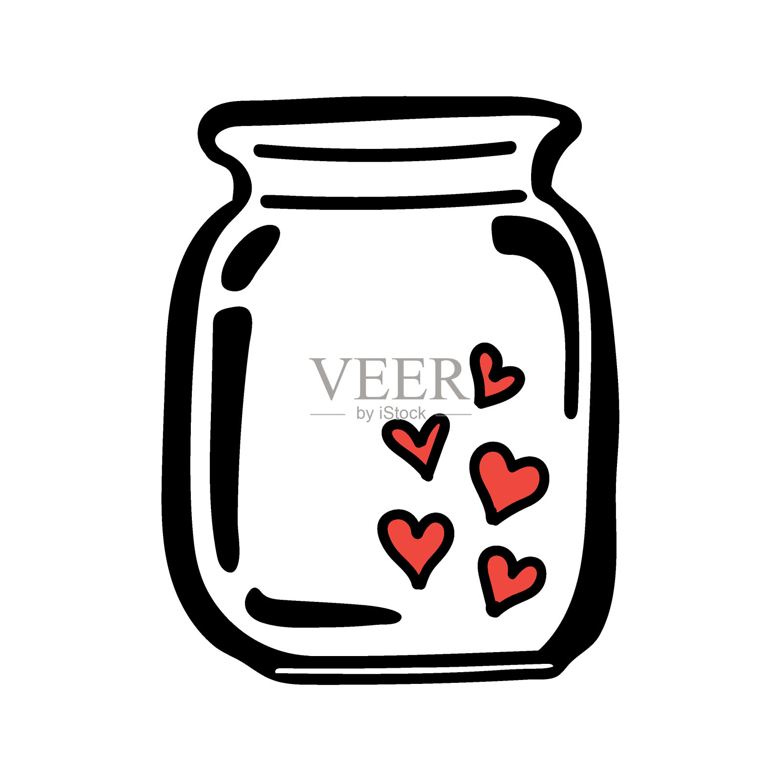 心形玻璃罐。情人节快乐插画图片素材