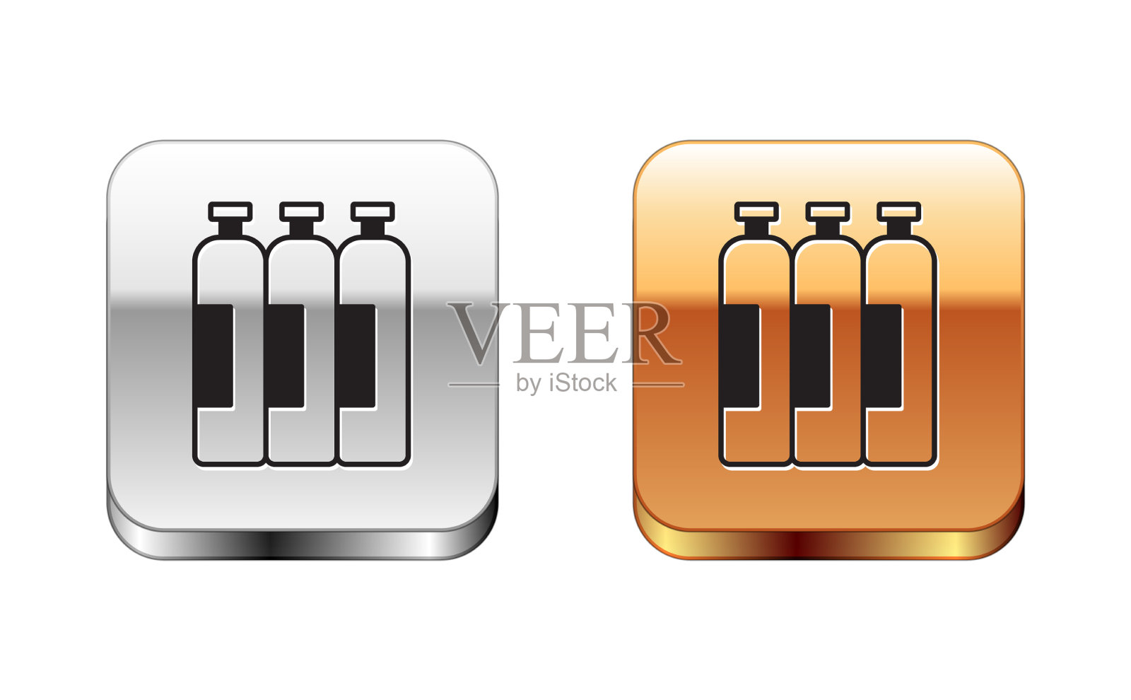 黑色工业气瓶为全惰性气体罐图标素材