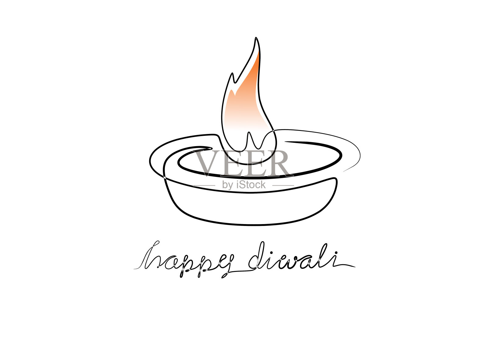 燃烧的火烛在连续的一条线画插画图片素材