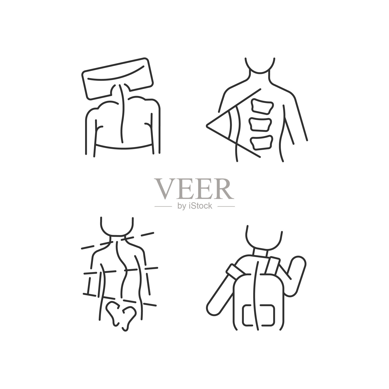脊柱曲率测量直线图标设置插画图片素材