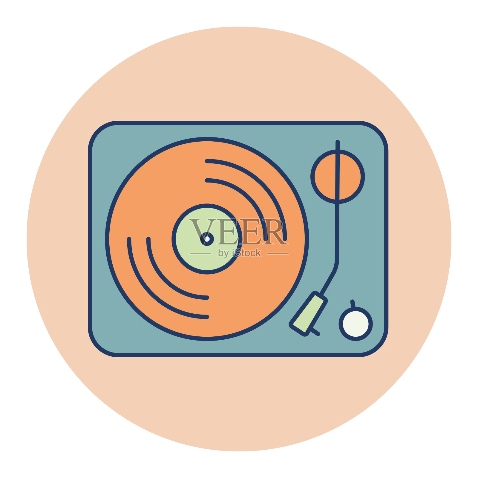 黑胶唱片播放器矢量平面图标插画图片素材