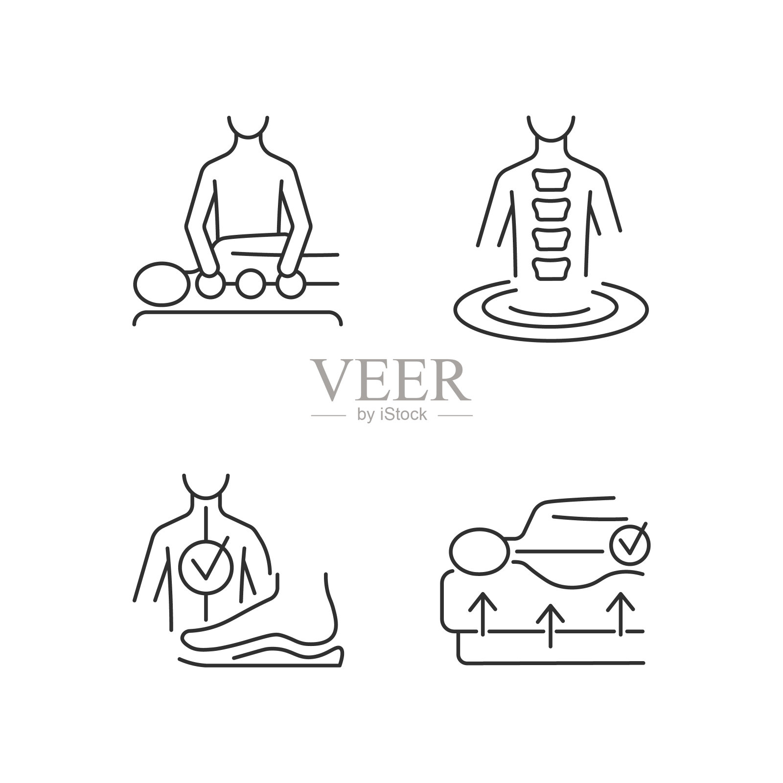 脊柱问题预防直线图标设置插画图片素材