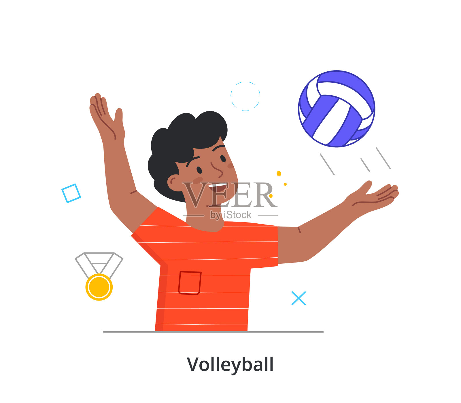 男孩打排球的概念插画图片素材