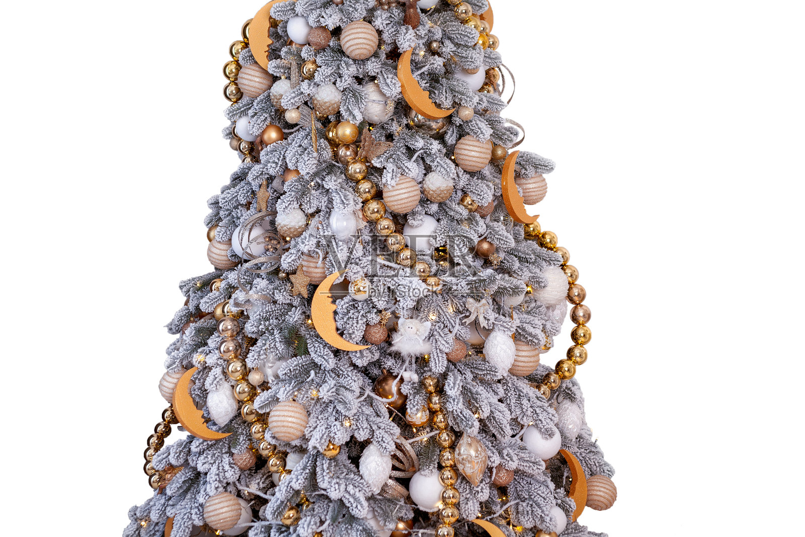 圣诞室内装饰为黄色和白色。照片摄影图片