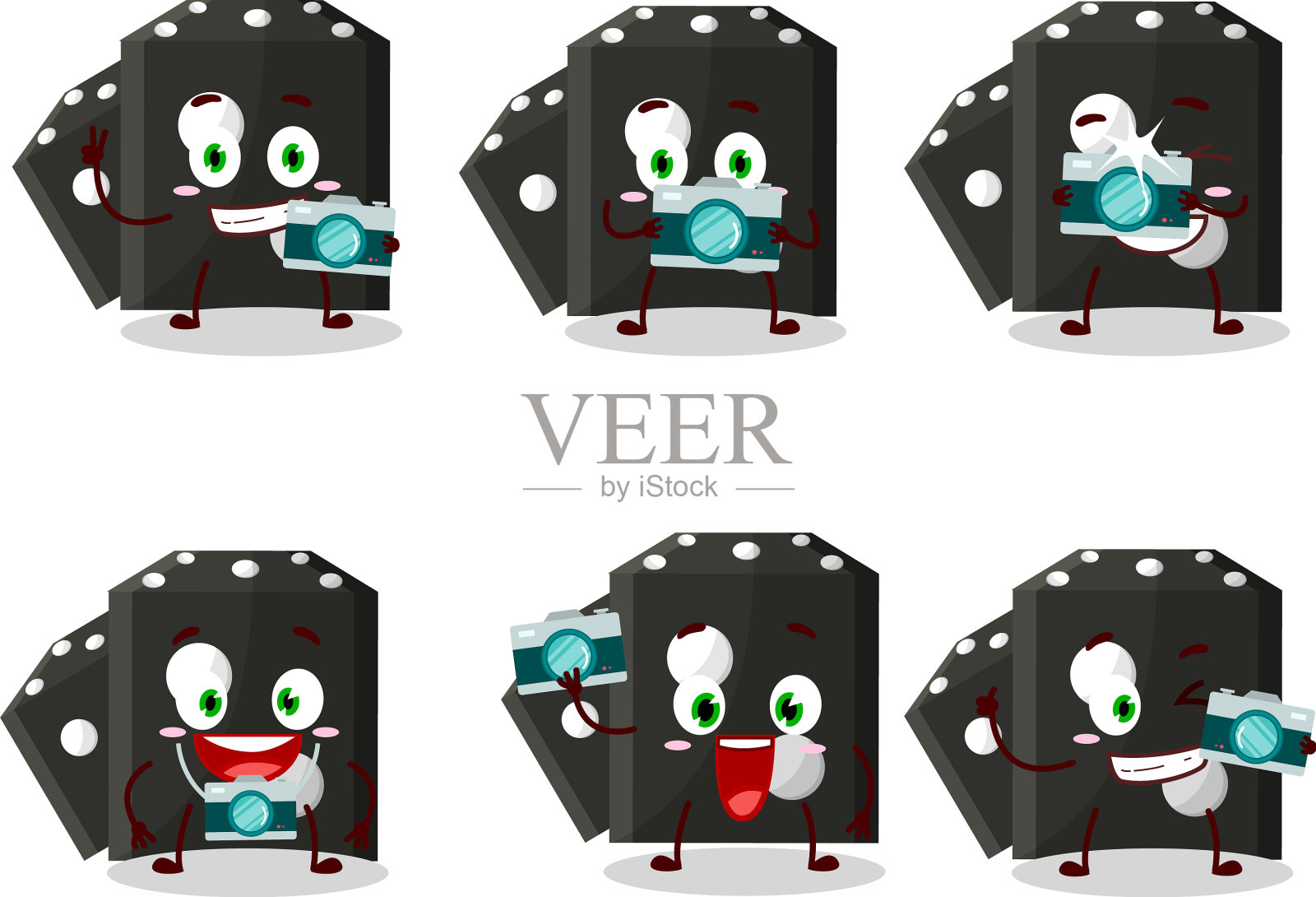 摄影师专业用黑色骰子表情符号插画图片素材