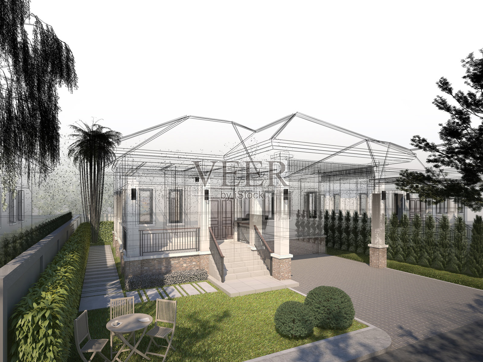 房屋草图设计,3d效果图照片摄影图片