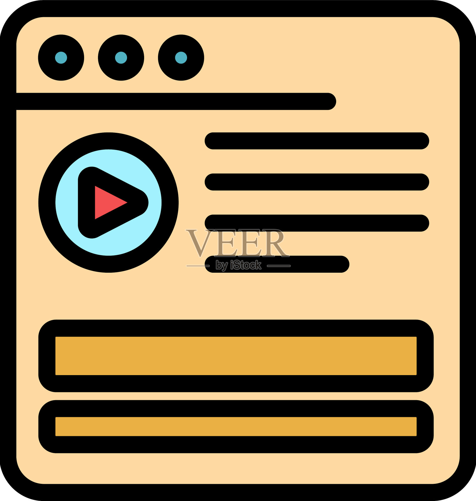 播放列表播放器图标颜色大纲插画图片素材