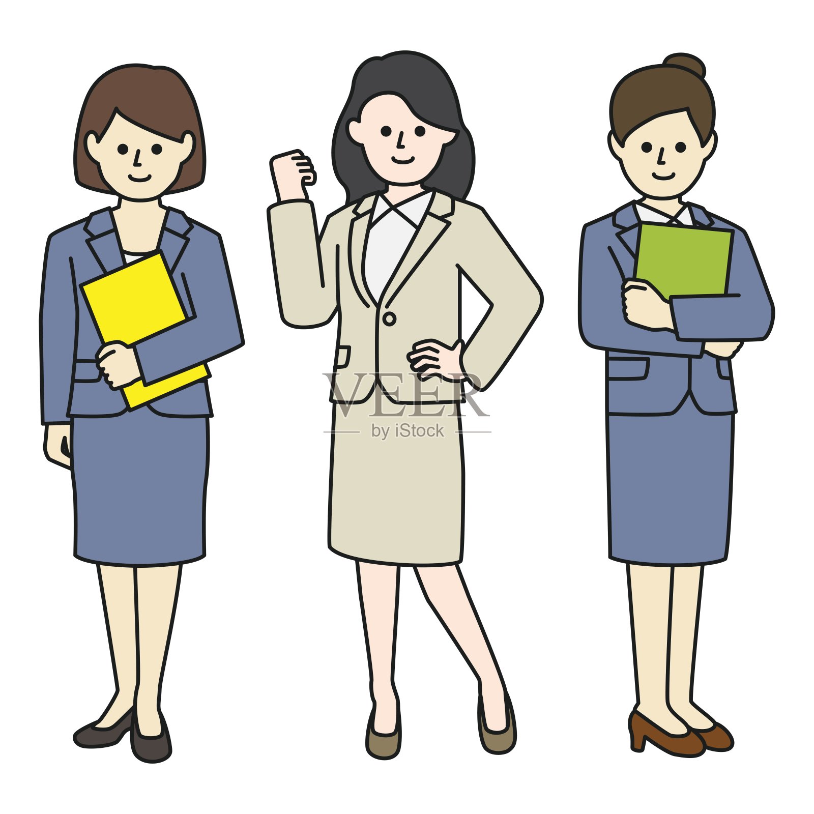 简单线条商人说明插画图片素材