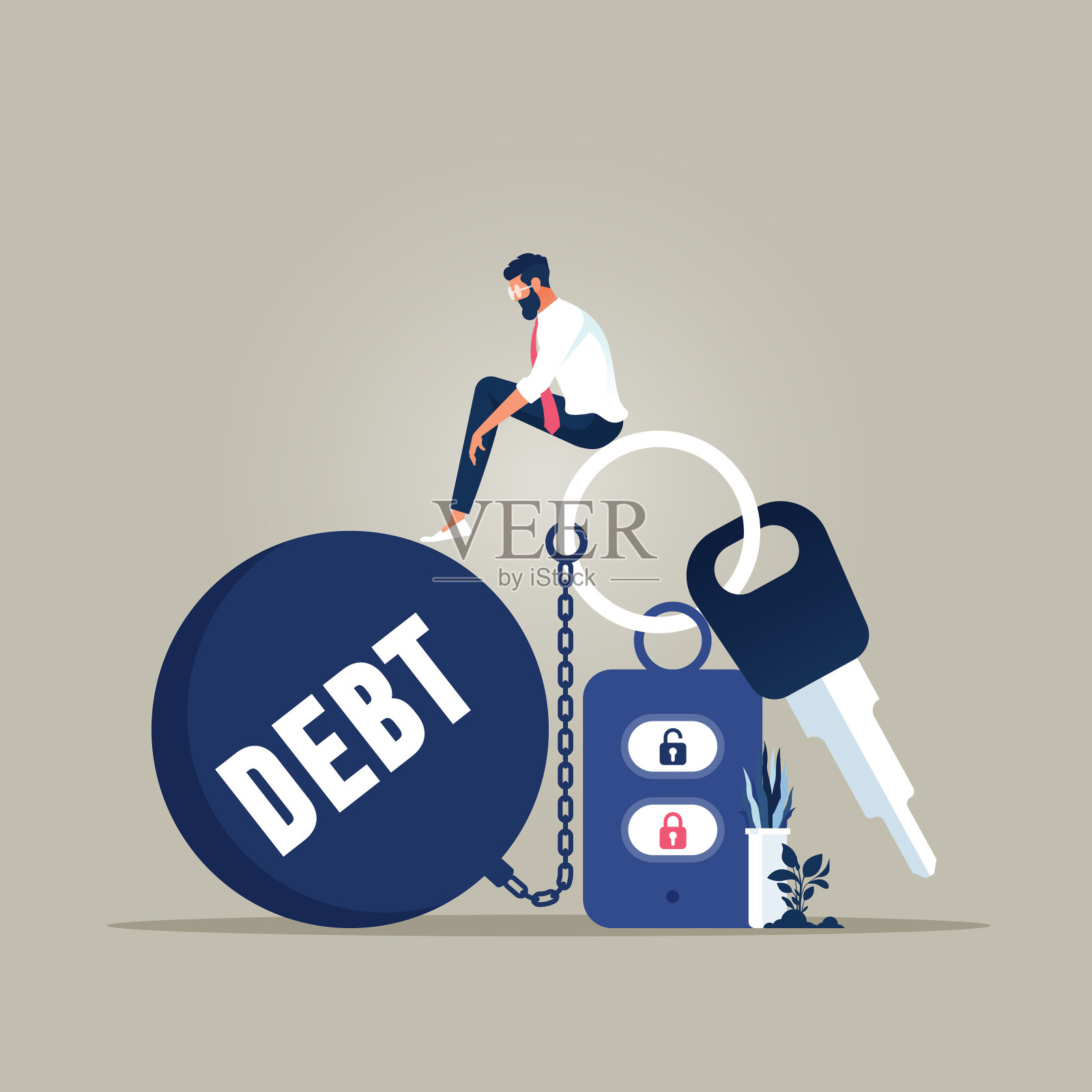 汽车债务负担概念插画图片素材