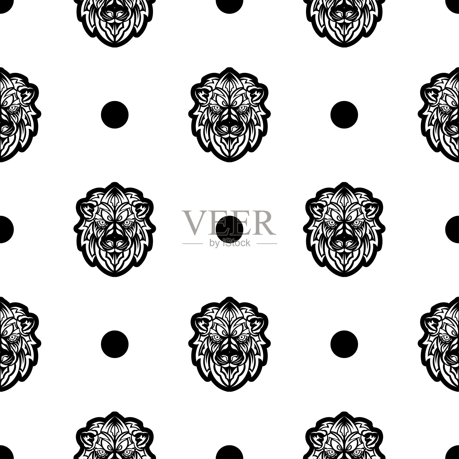 狮子面无缝花纹。适用于背景,印刷,服装和纺织品。向量插画图片素材