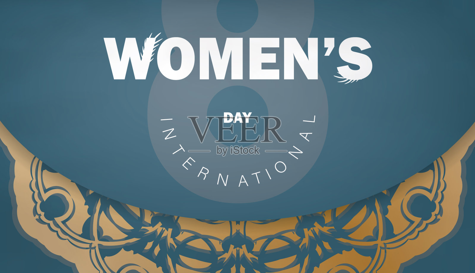 《国际妇女节宣传册》蓝色金色奢华图案插画图片素材
