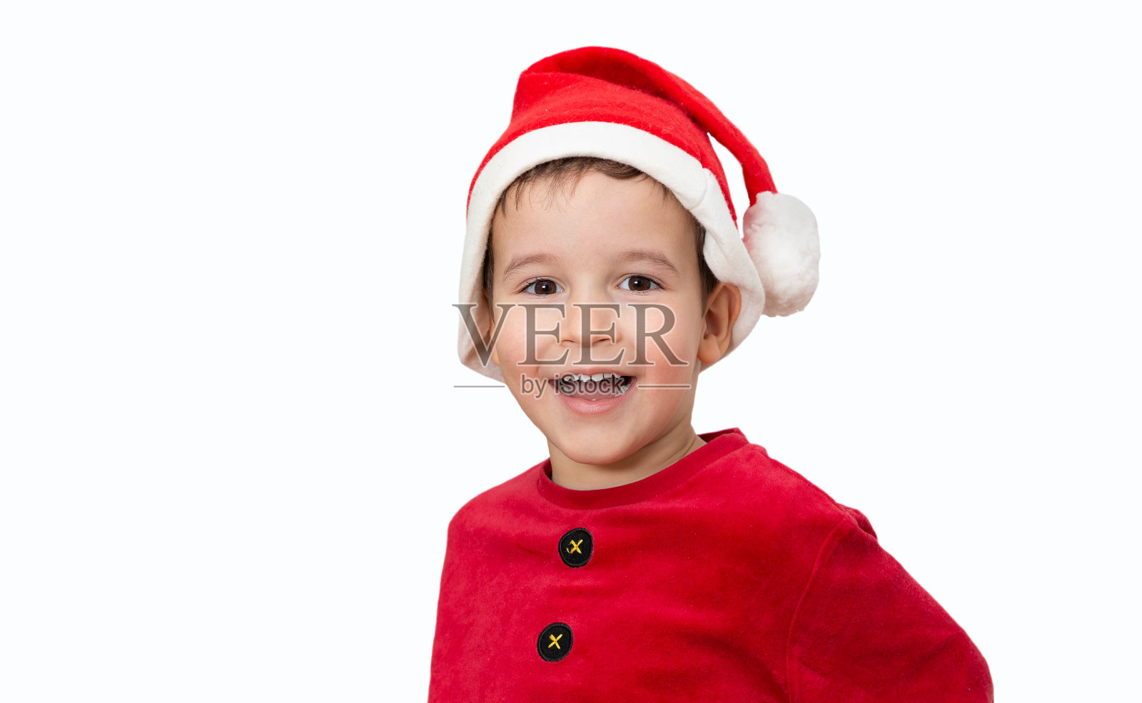 穿着圣诞服装的快乐小男孩照片摄影图片