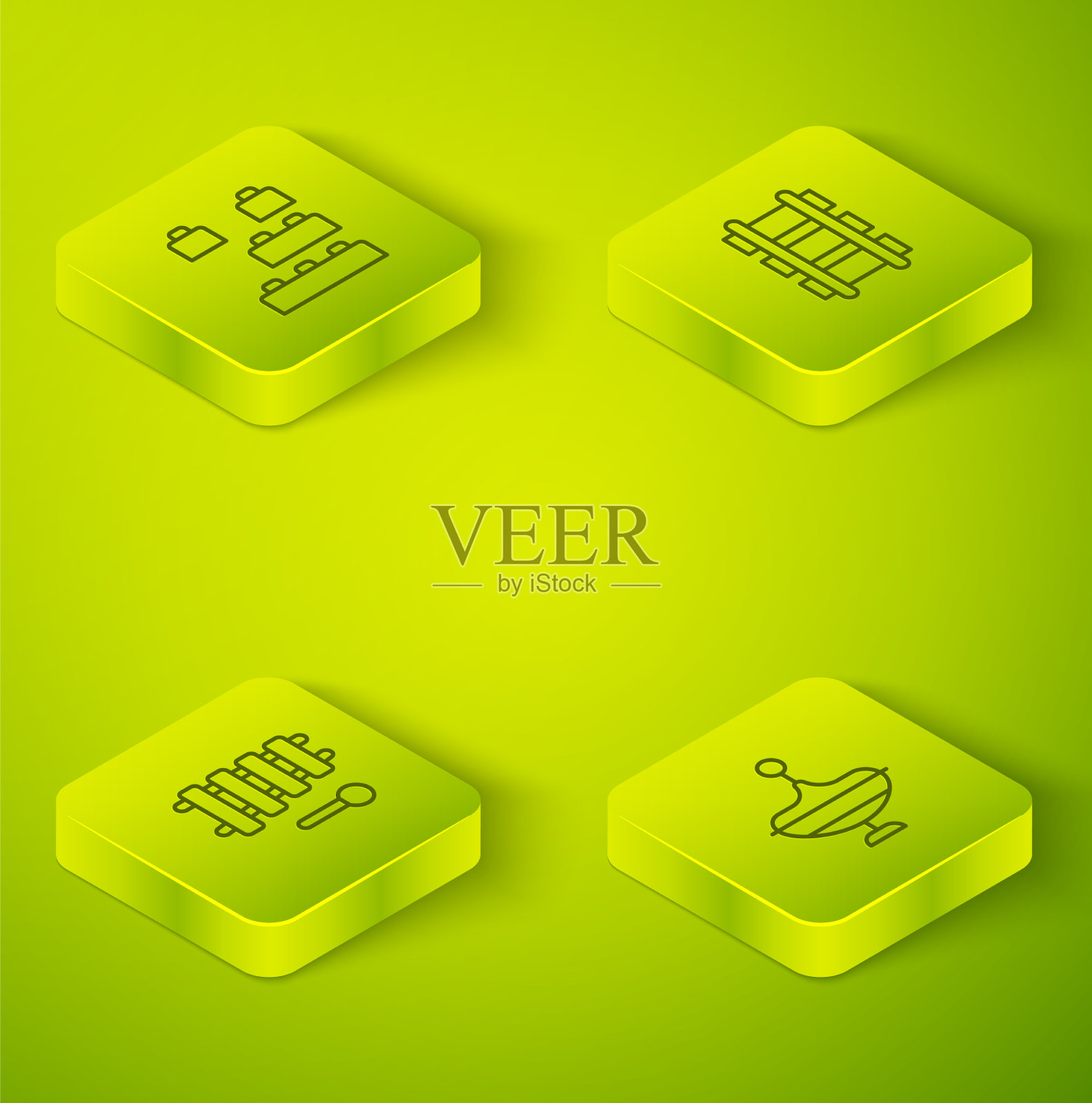 设置等距线玩具铁路木琴图标素材