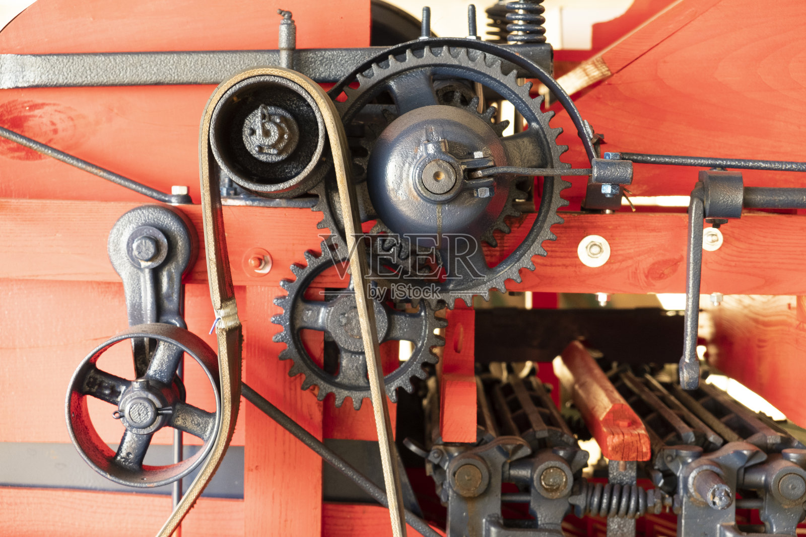 老式脱粒机的特写镜头照片摄影图片