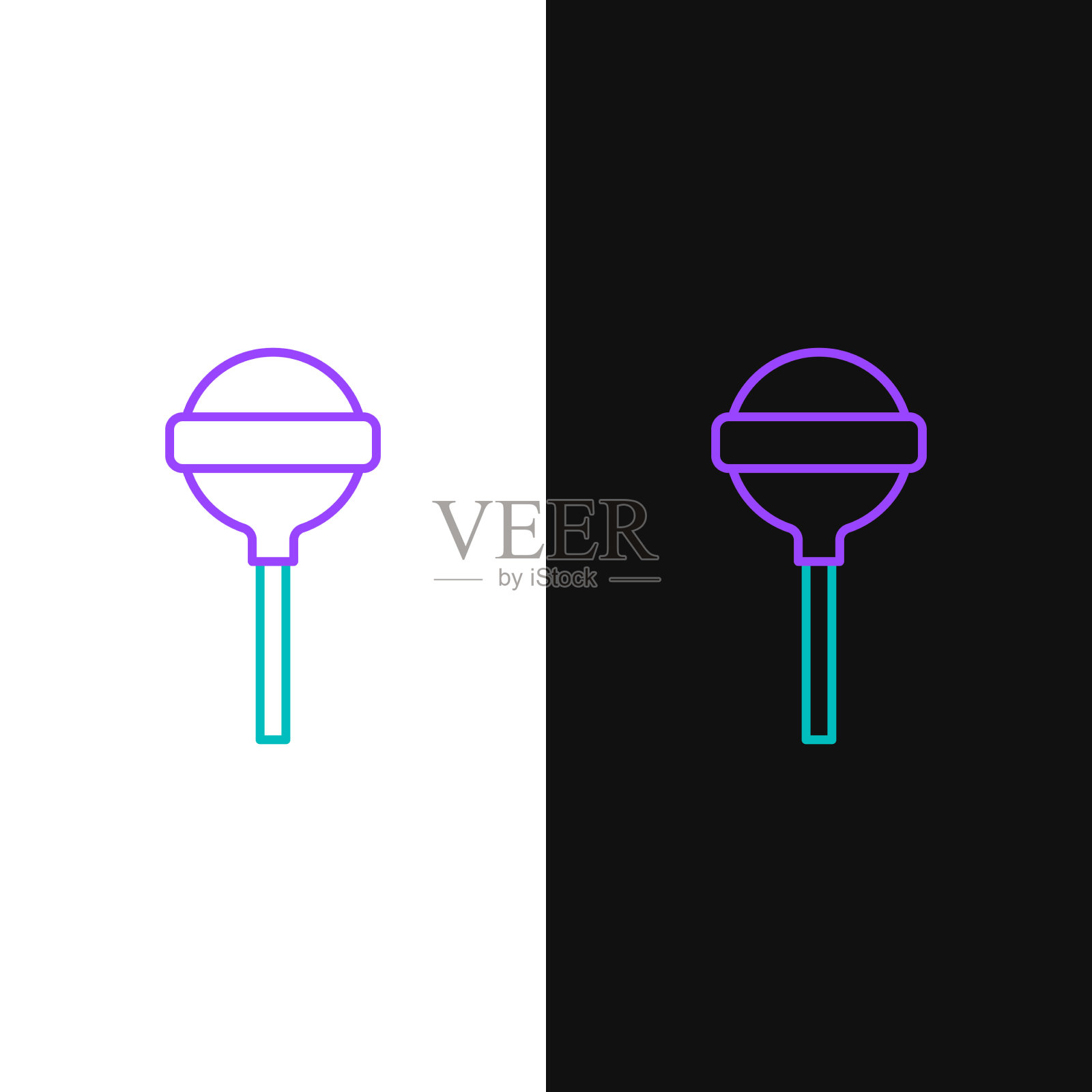 线棒棒糖图标孤立在白色和黑色插画图片素材