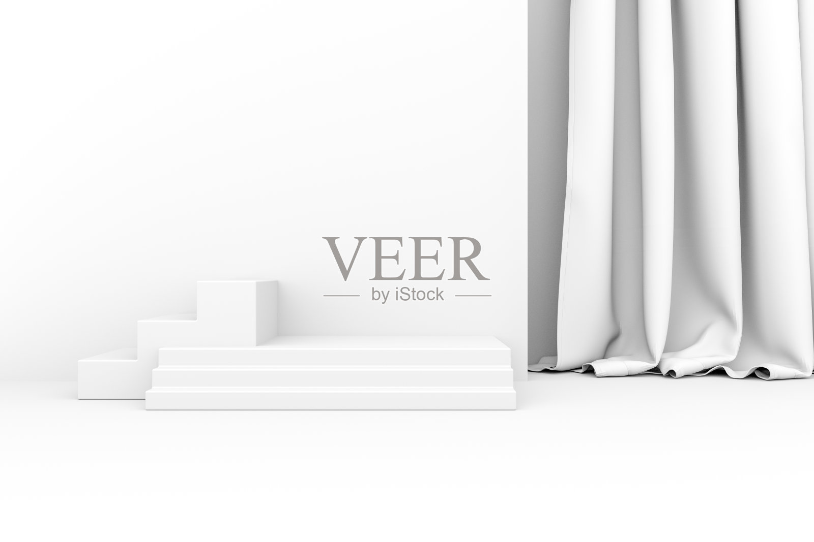 3D渲染白色几何背景。现代简约设计中的几何形状。极简的模型推广,化妆品背景,产品展示。照片摄影图片