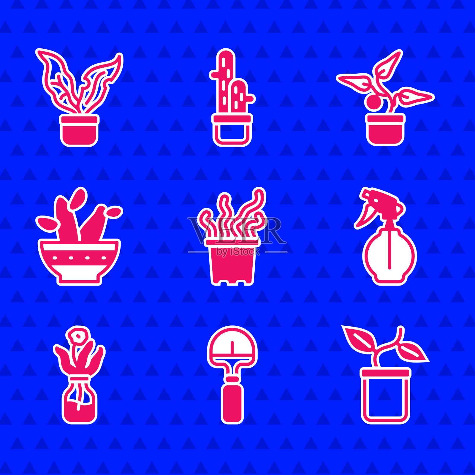 在花盆铲植物中种植热带植物图标素材