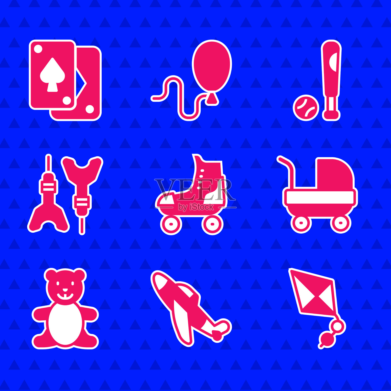 集轮滑玩具飞机风筝婴儿推车图标素材