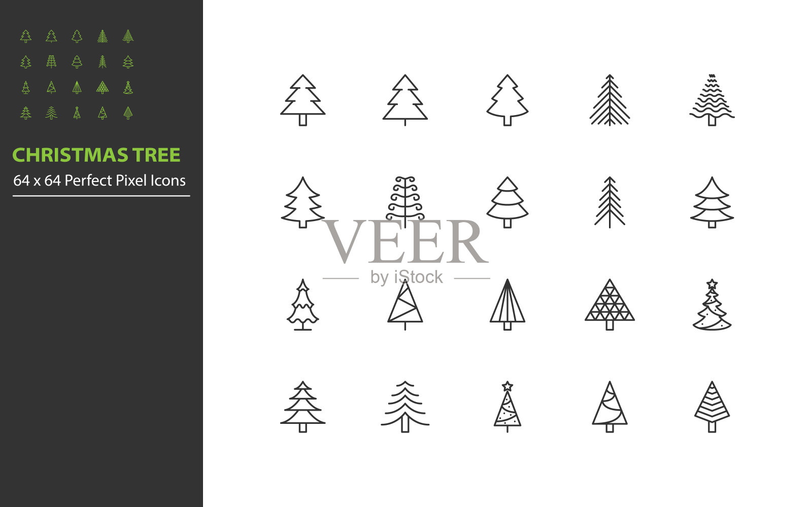 一套圣诞树图标,树插画图片素材