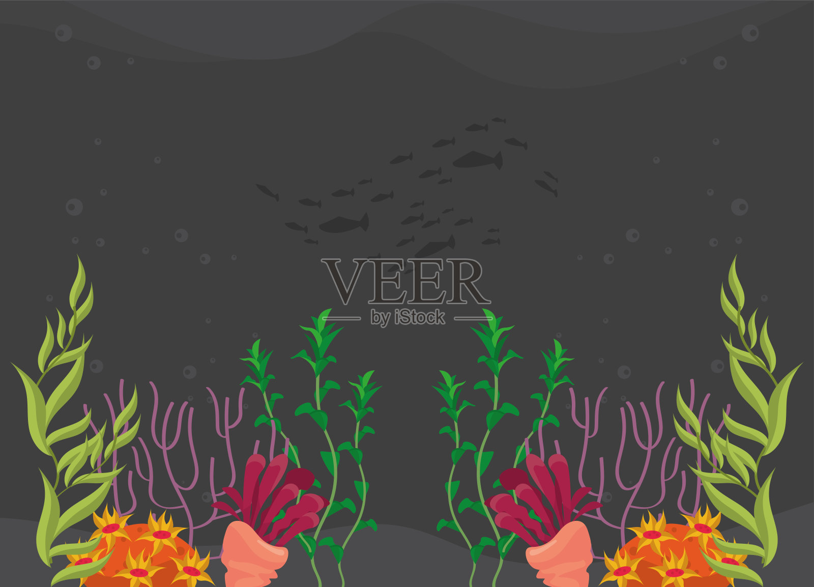 海底场景与海洋生物插画图片素材