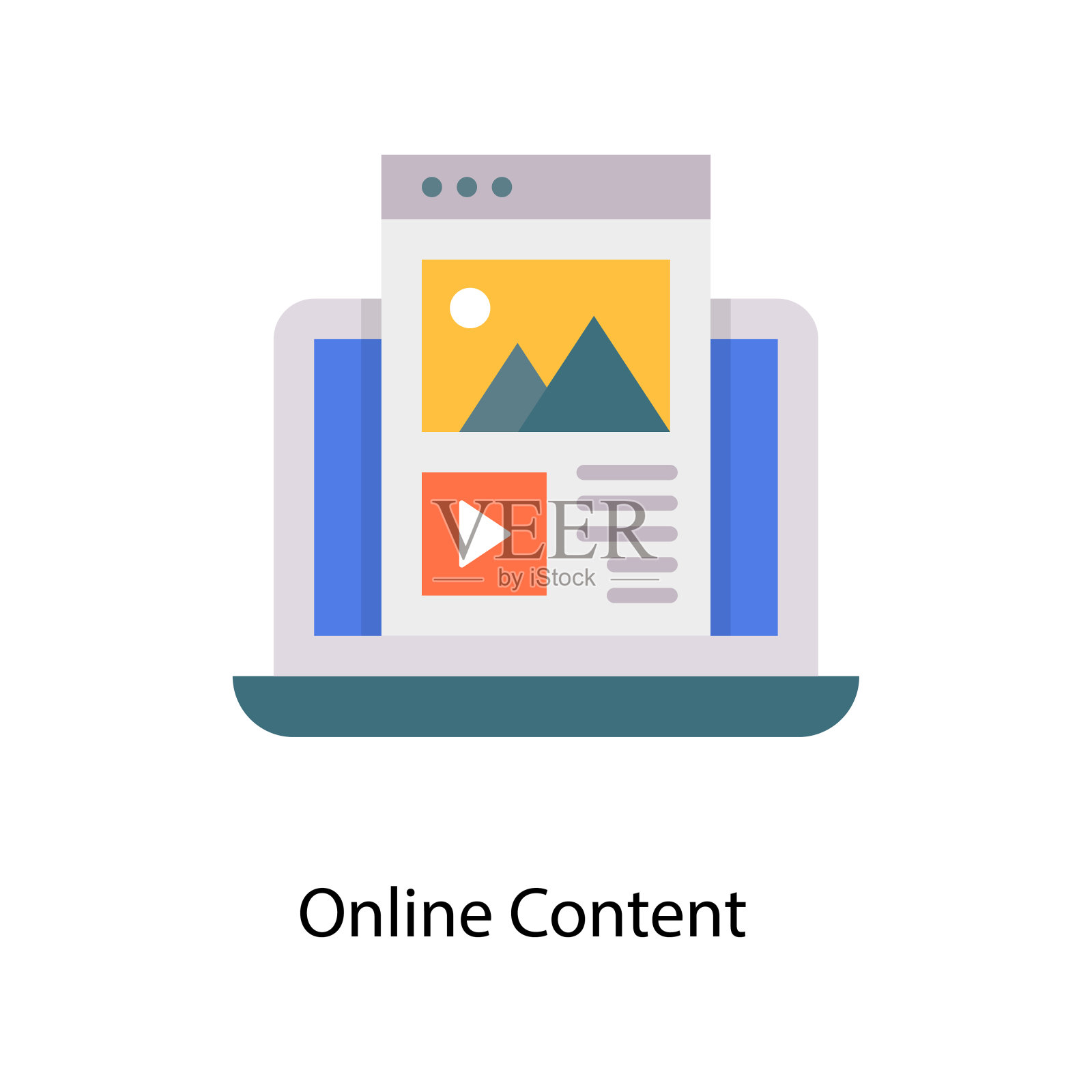 在线内容矢量平面图标设计插图。社交媒体符号在白色背景EPS 10文件插画图片素材