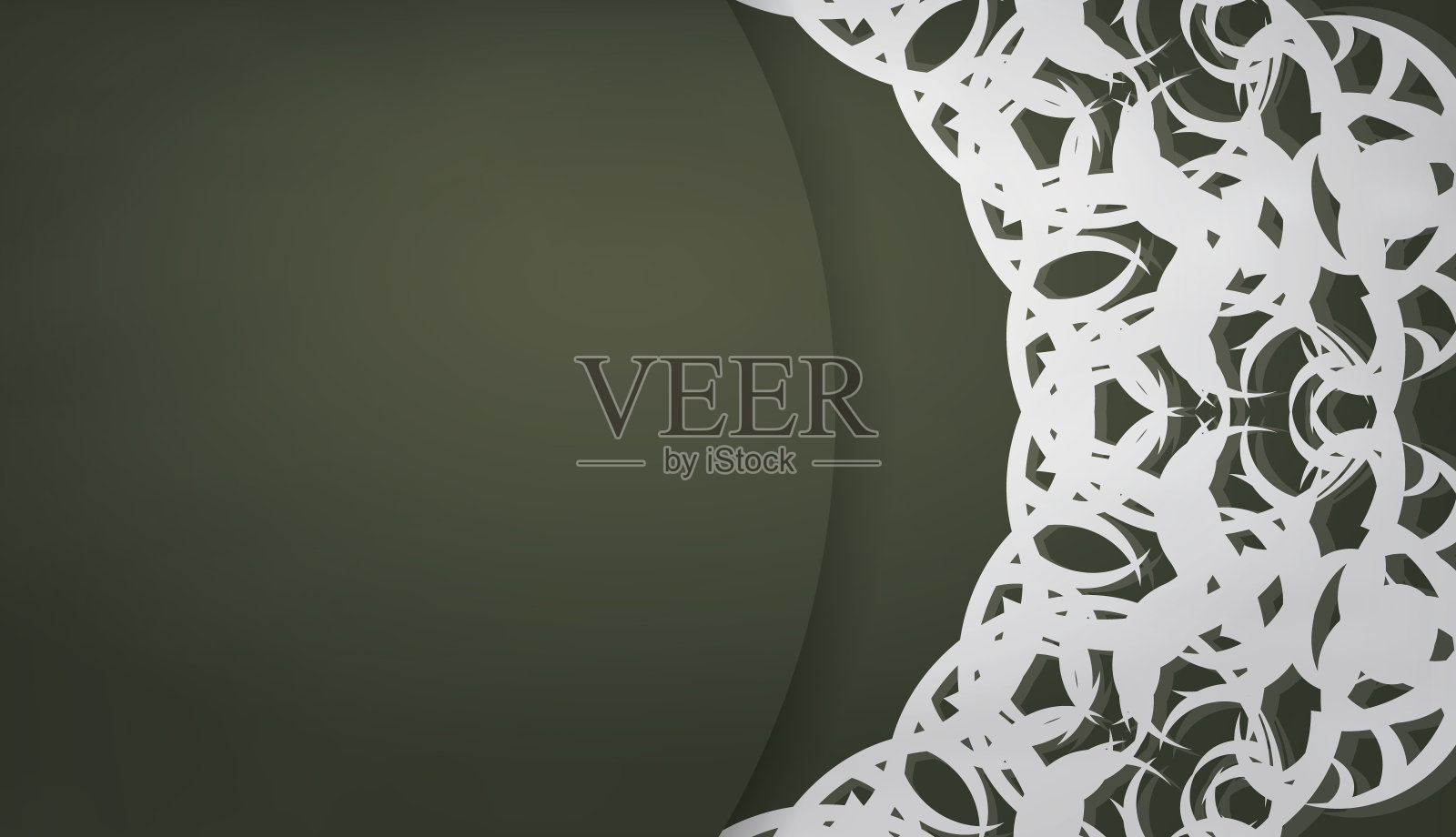 深绿色横幅与豪华的白色图案和空间的文字插画图片素材