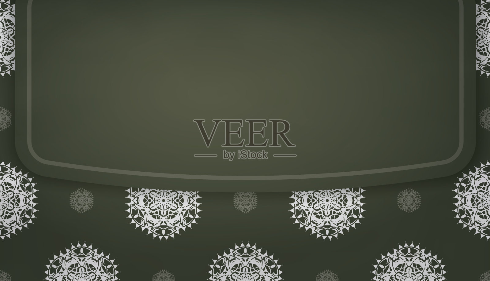 深绿色旗帜与古董白色装饰和一个地方为您的标志插画图片素材