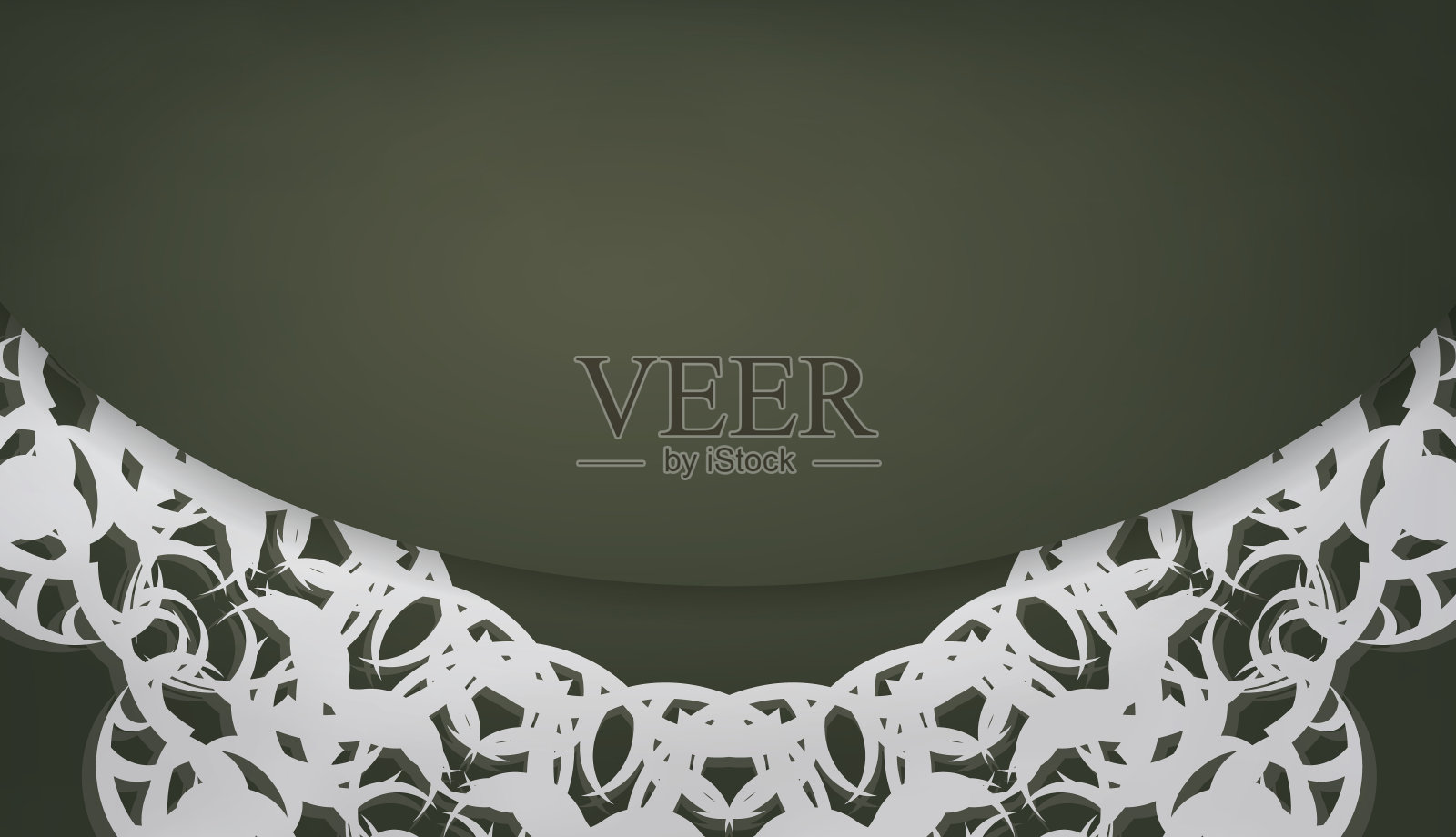 带有抽象白色图案和文本空间的深绿色横幅插画图片素材