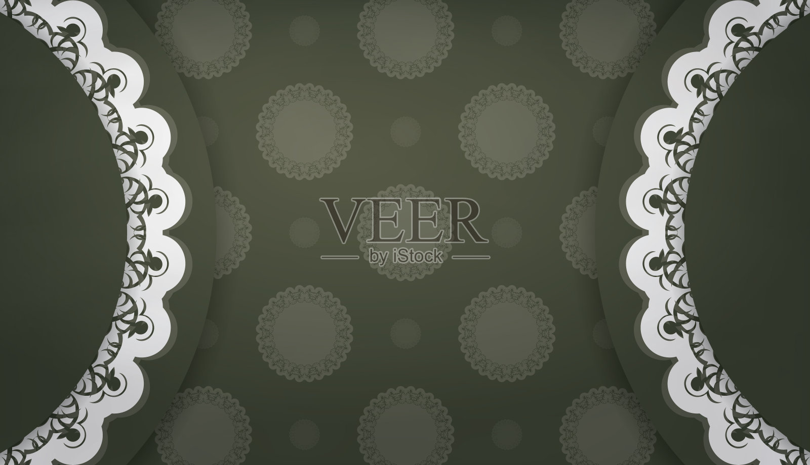 深绿色背景与印度白色装饰和空间为您的标志插画图片素材