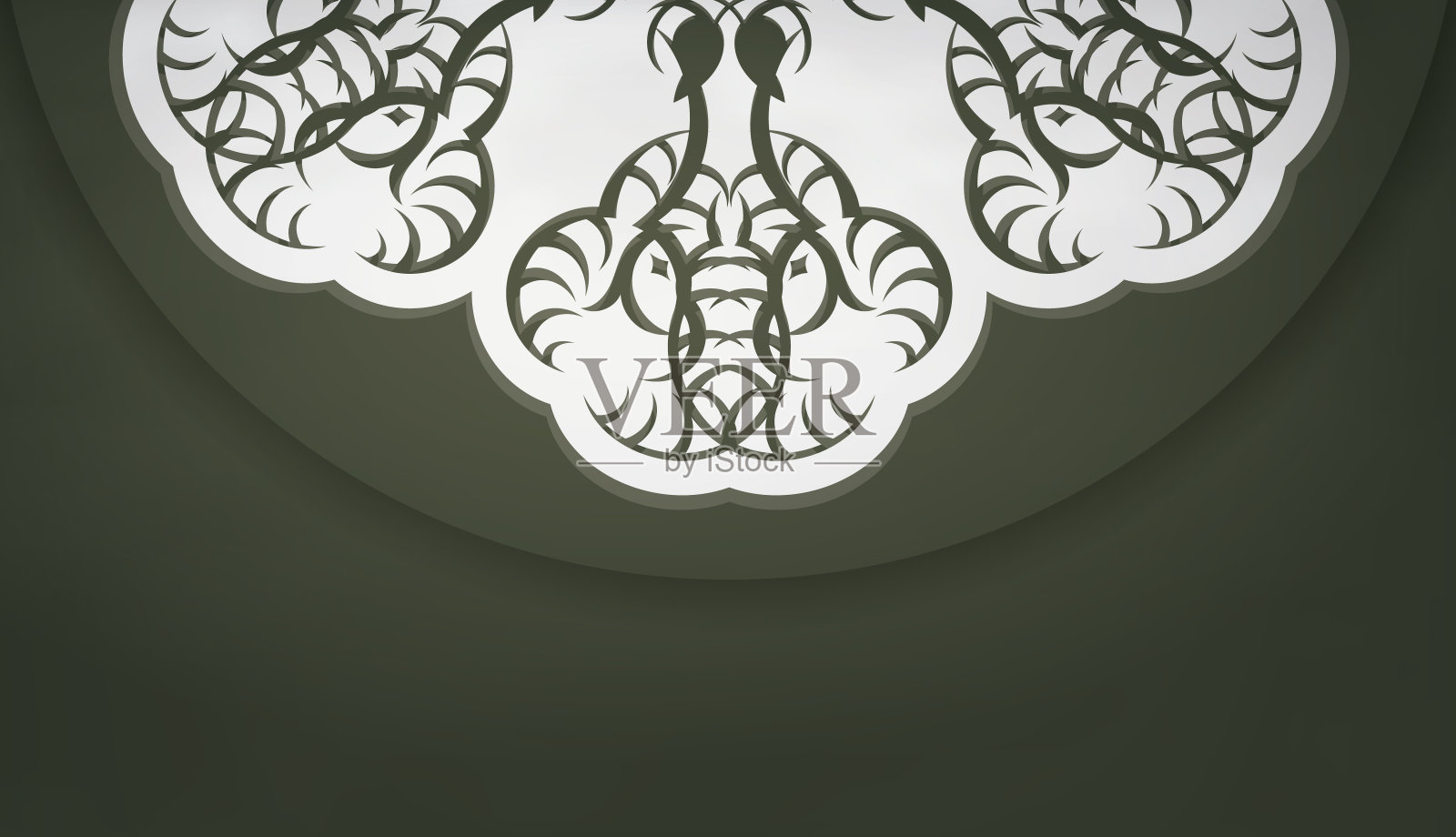 深绿色背景与抽象的白色图案和文本空间插画图片素材