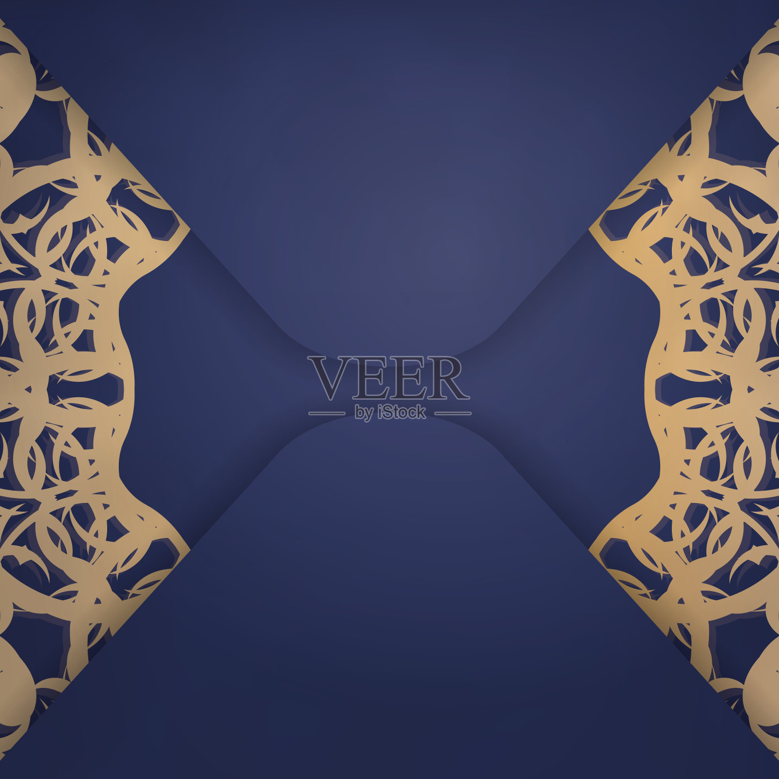 深蓝色的名片模板与豪华的黄金饰品为您的个性。插画图片素材