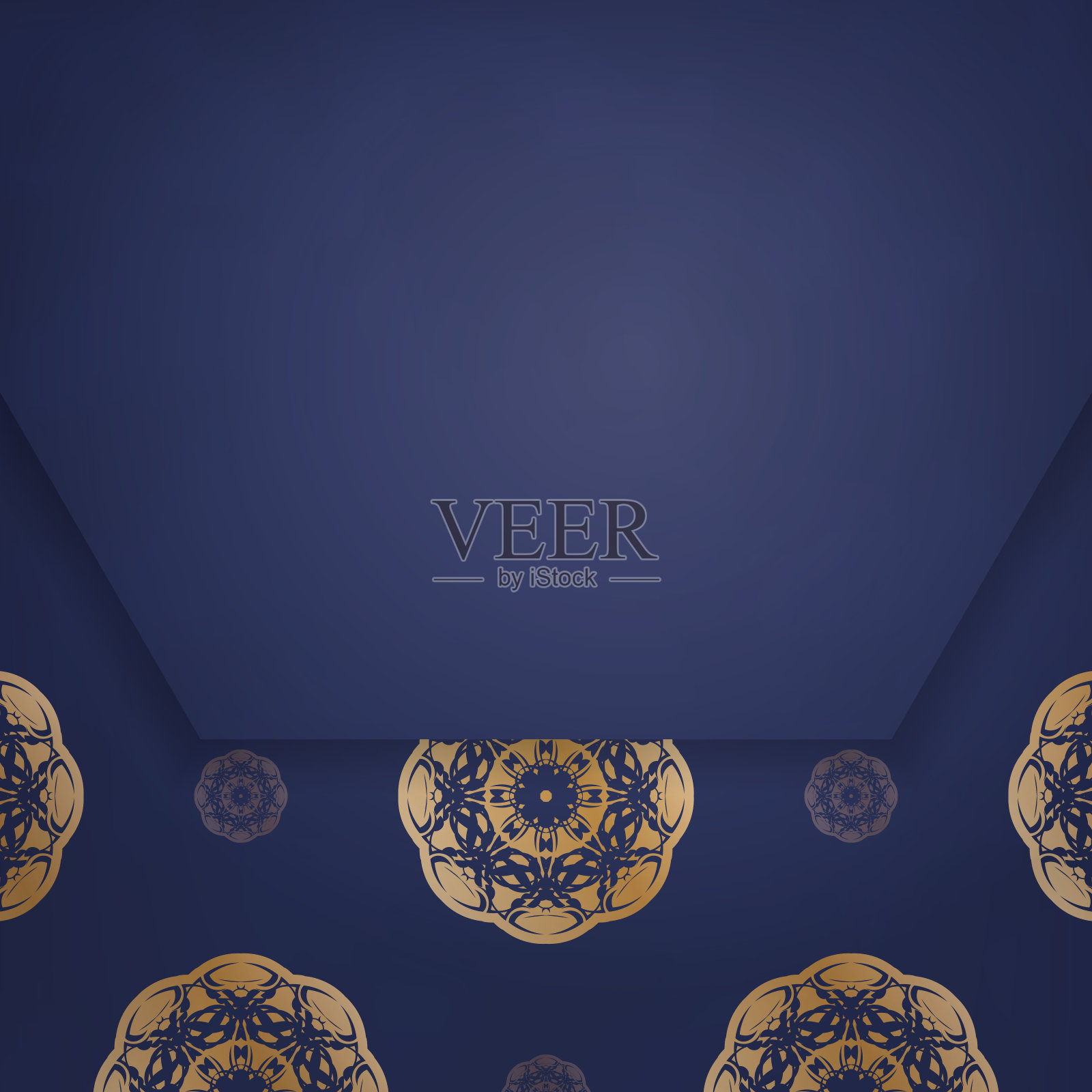 名片在深蓝色与金色曼荼罗图案为您的品牌。插画图片素材