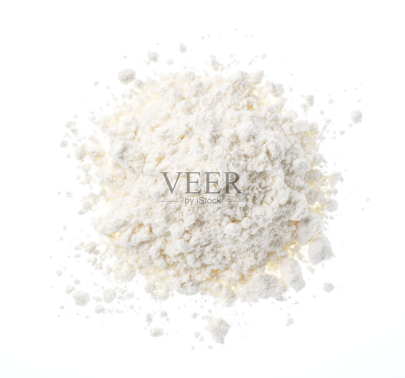 面粉放在白色的背景上。从以上观点。照片摄影图片