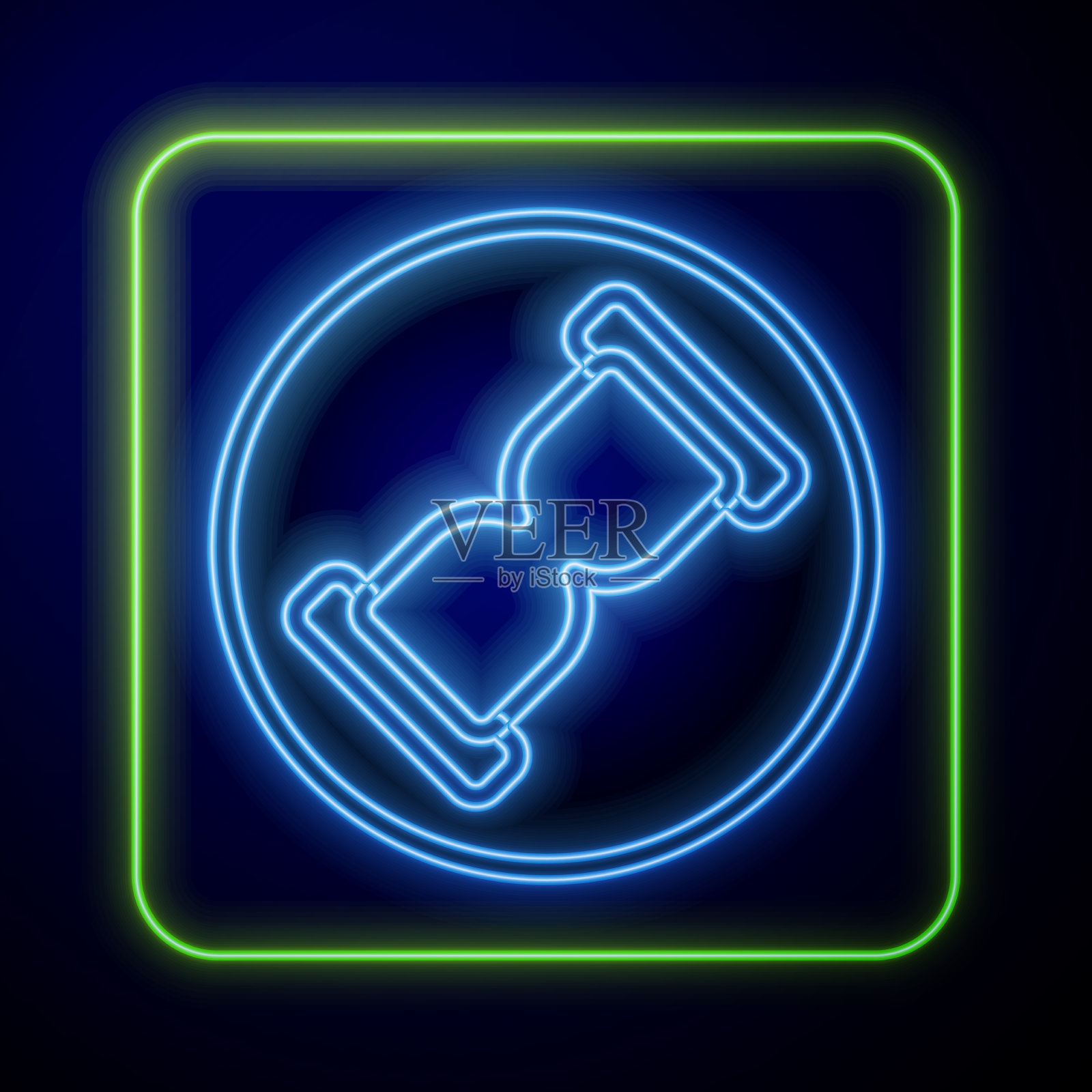 发光的霓虹灯老沙漏与流沙图标插画图片素材