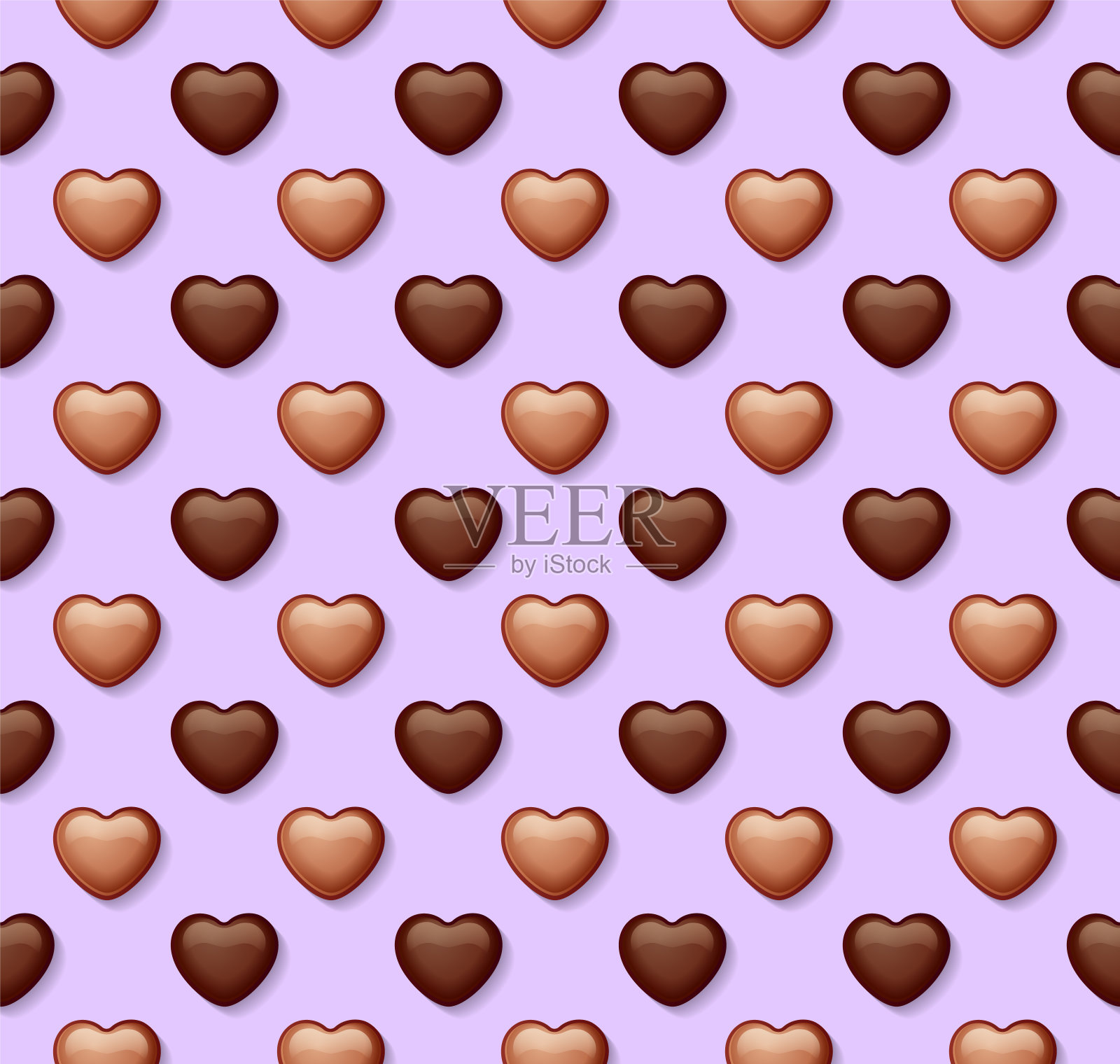 甜蜜的巧克力横幅情人节,美味的背景图案从心,矢量插图10eps插画图片素材