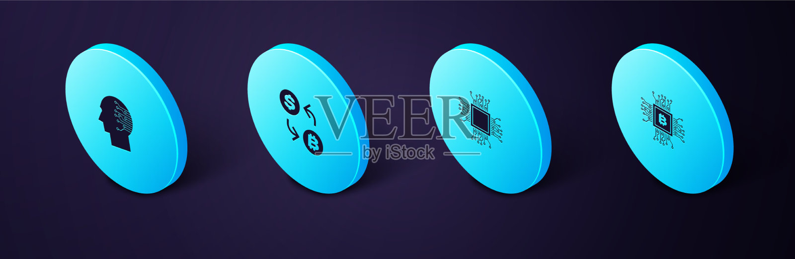 设置等距CPU挖矿场处理器图标素材