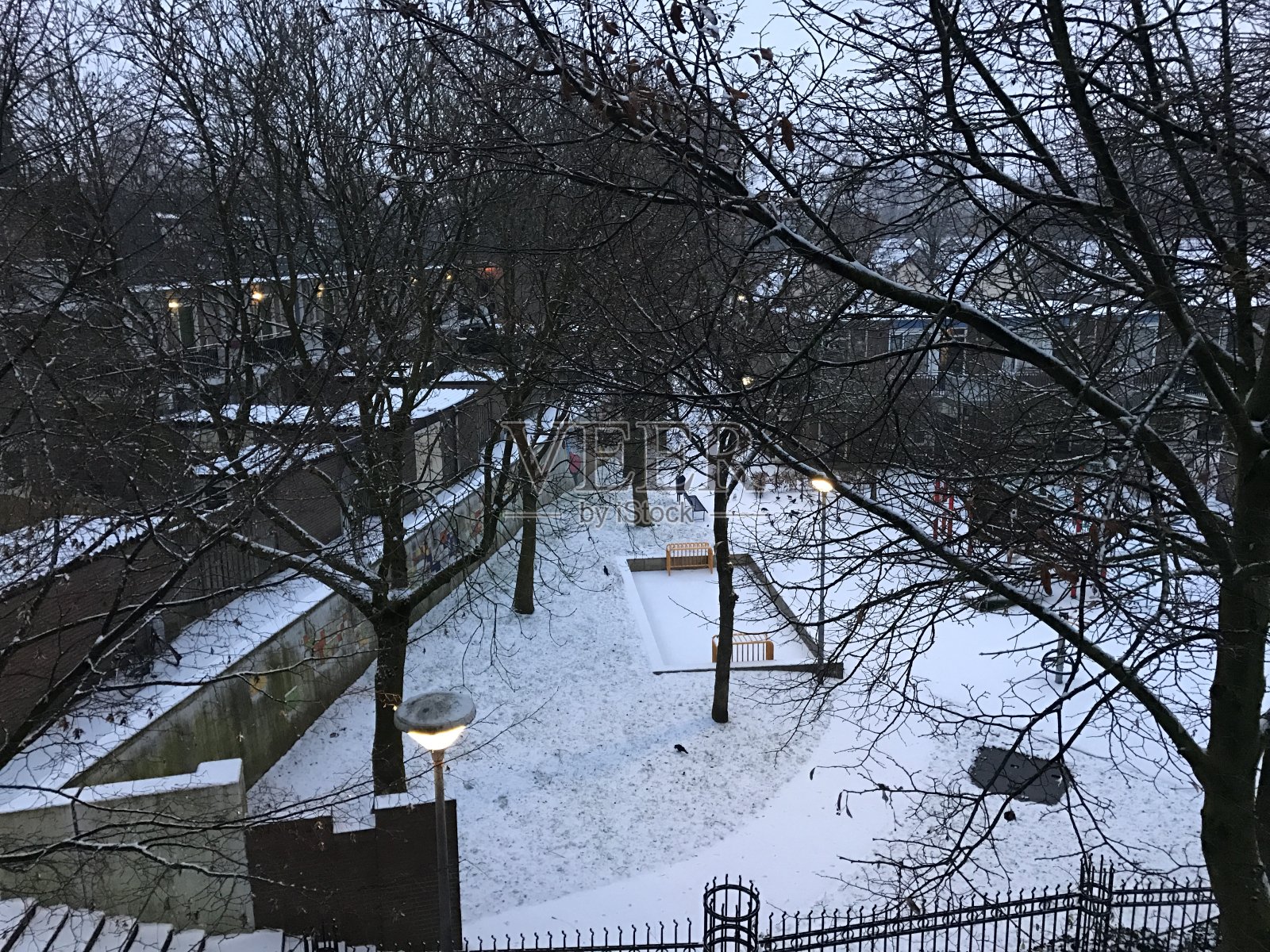 大城市下雪了照片摄影图片