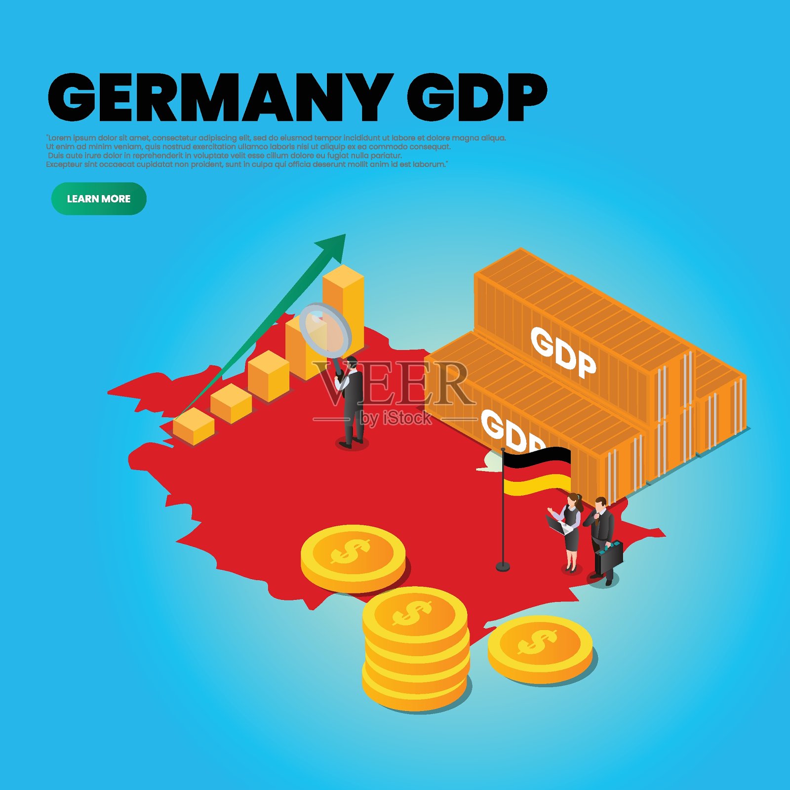 国内生产总值等距3d插画图片素材