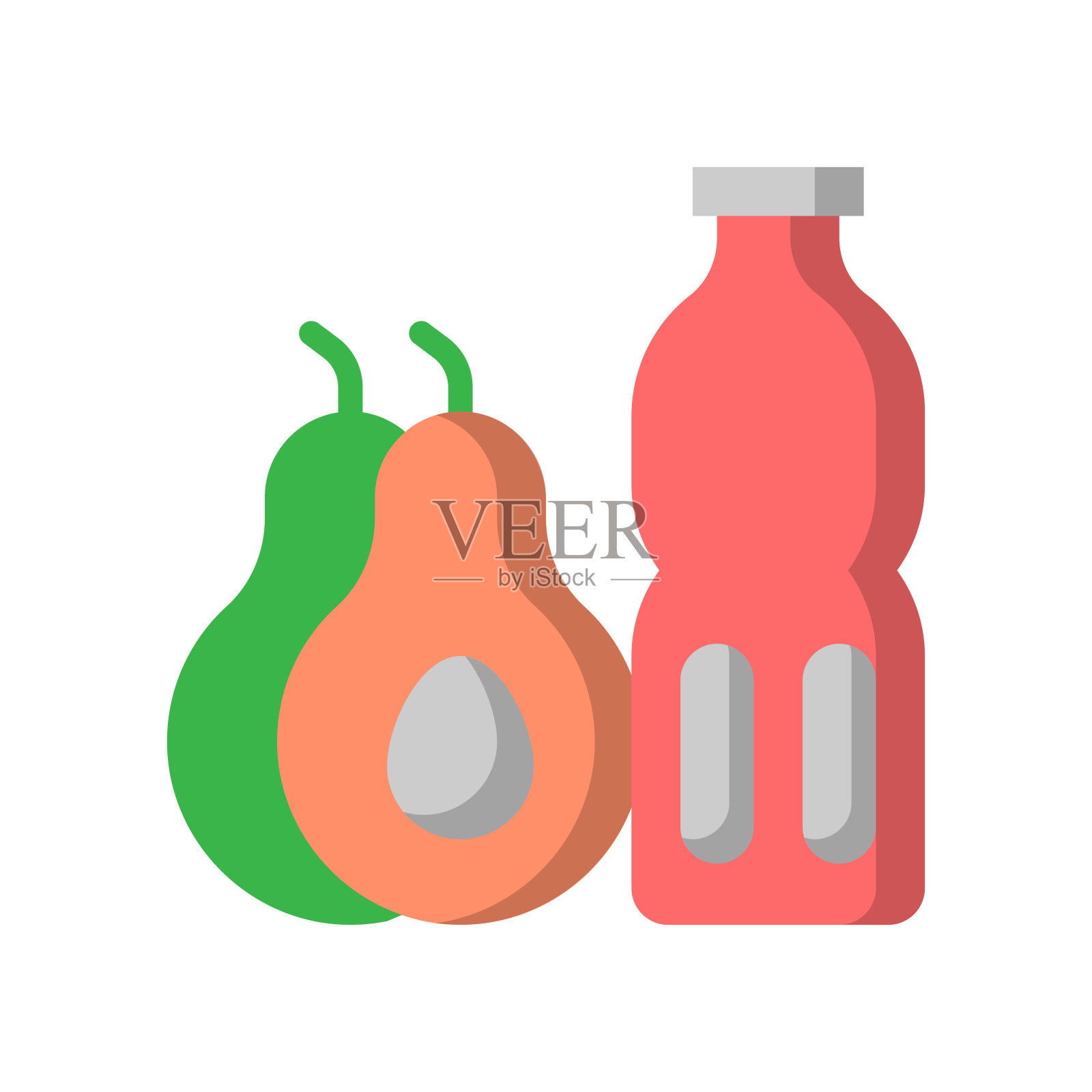 矢量鳄梨果汁平面图标,食品和饮料相关64x64像素,白色背景插画图片素材