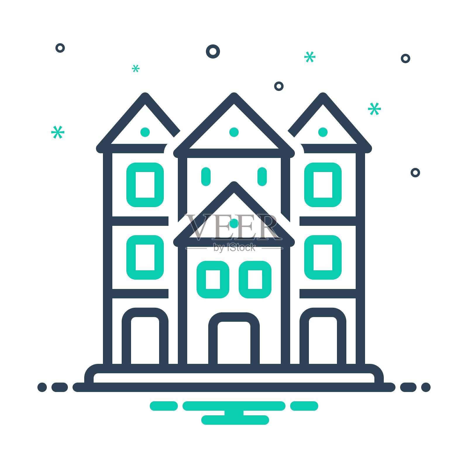 维多利亚式的房子插画图片素材