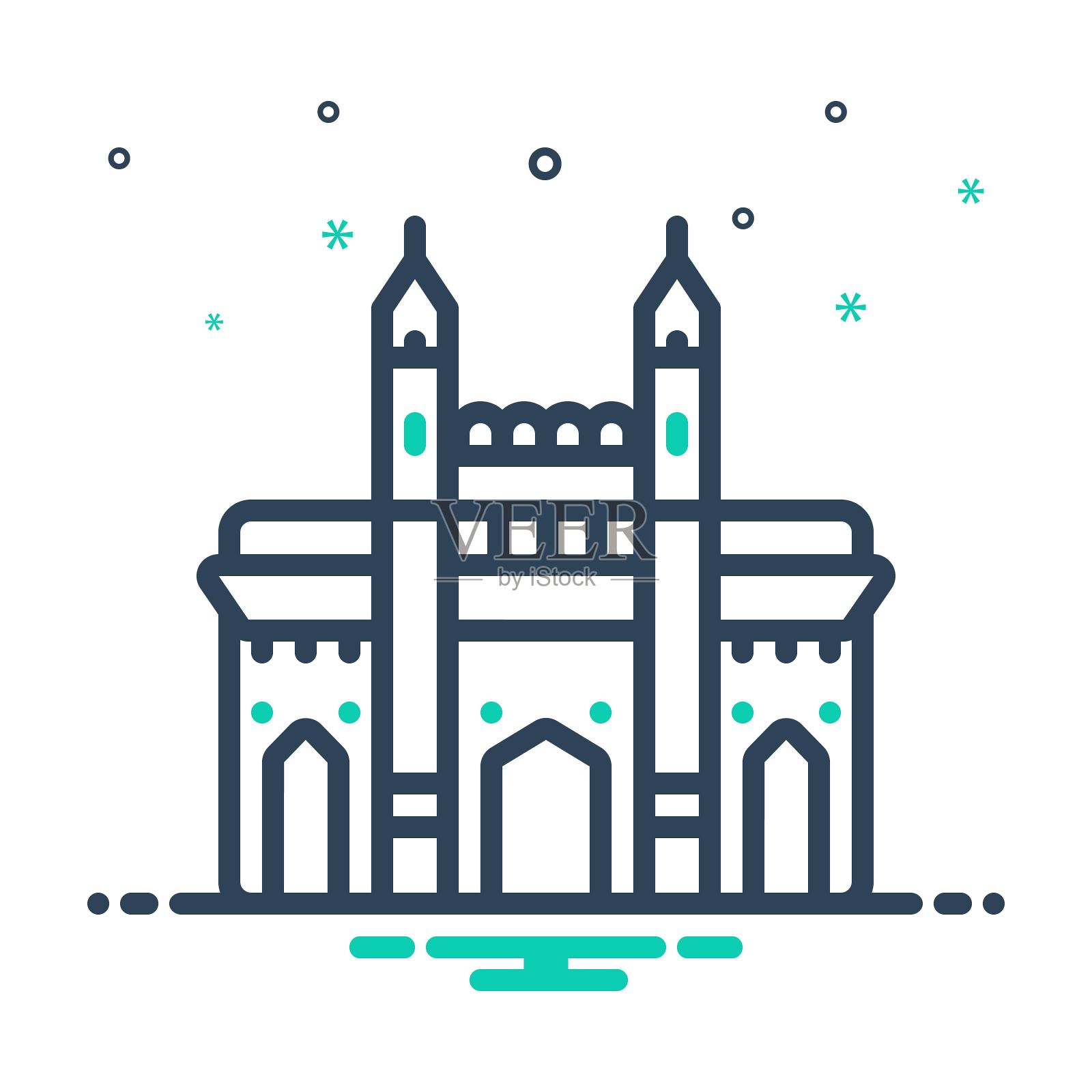 孟买网关插画图片素材