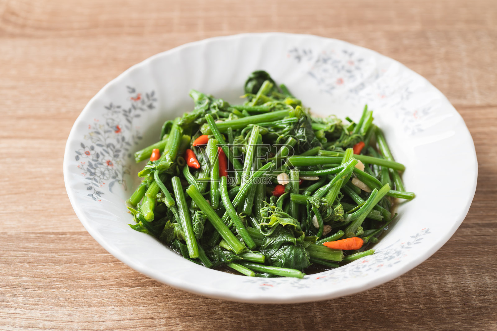 泰国北部菜,炒佛牙芽叶照片摄影图片