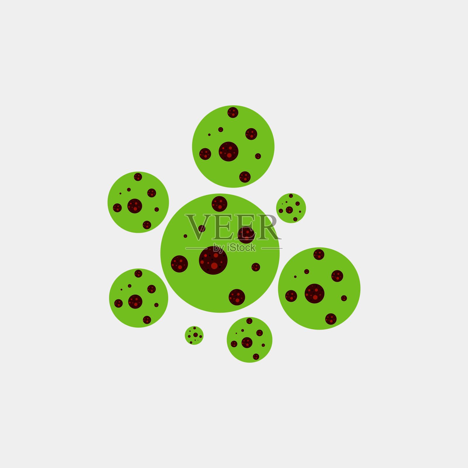 冠状病毒疾病符号矢量插图。COVID-19标志设计。病毒图标集设计。插画图片素材