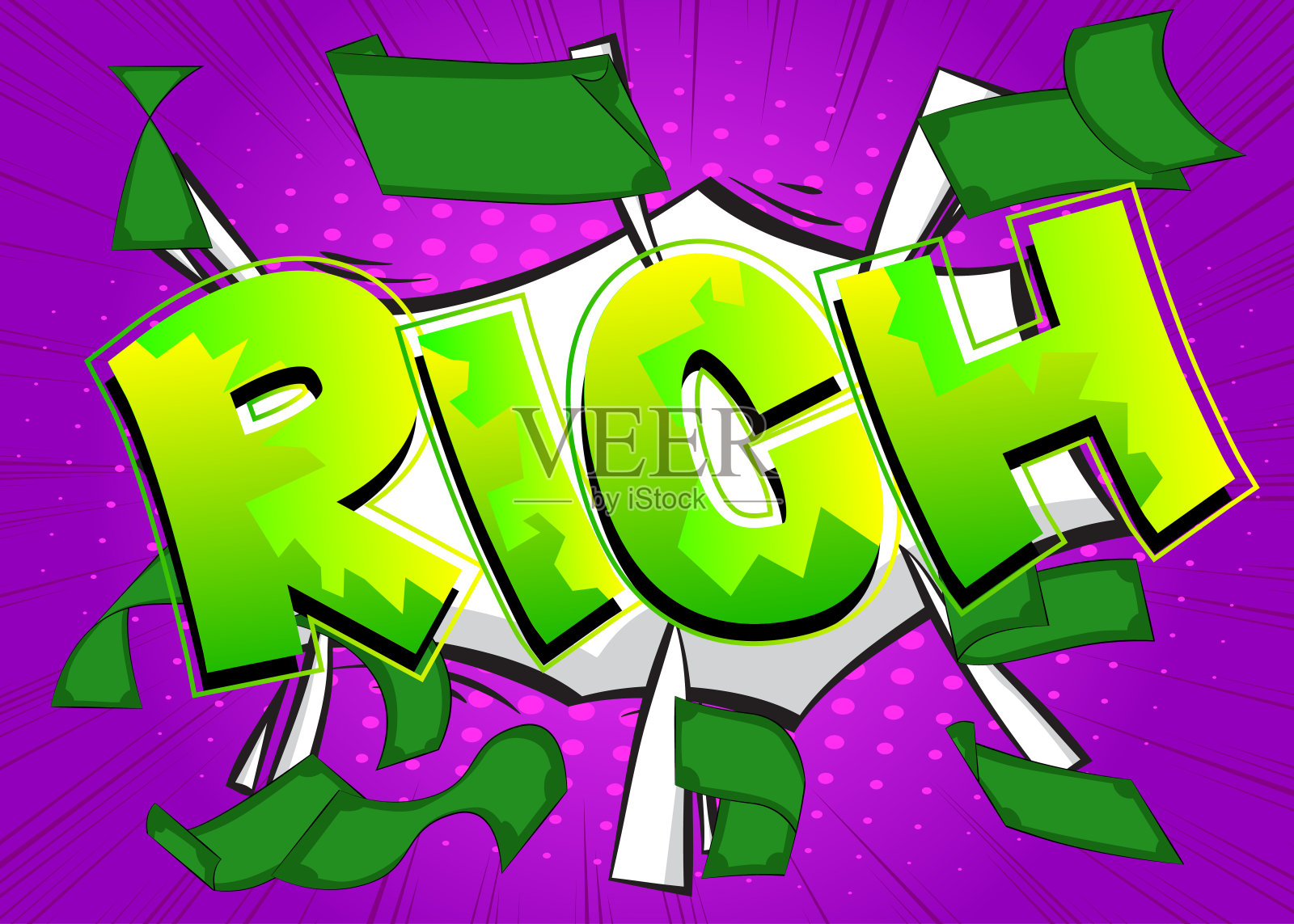 富有。漫画文字插画图片素材