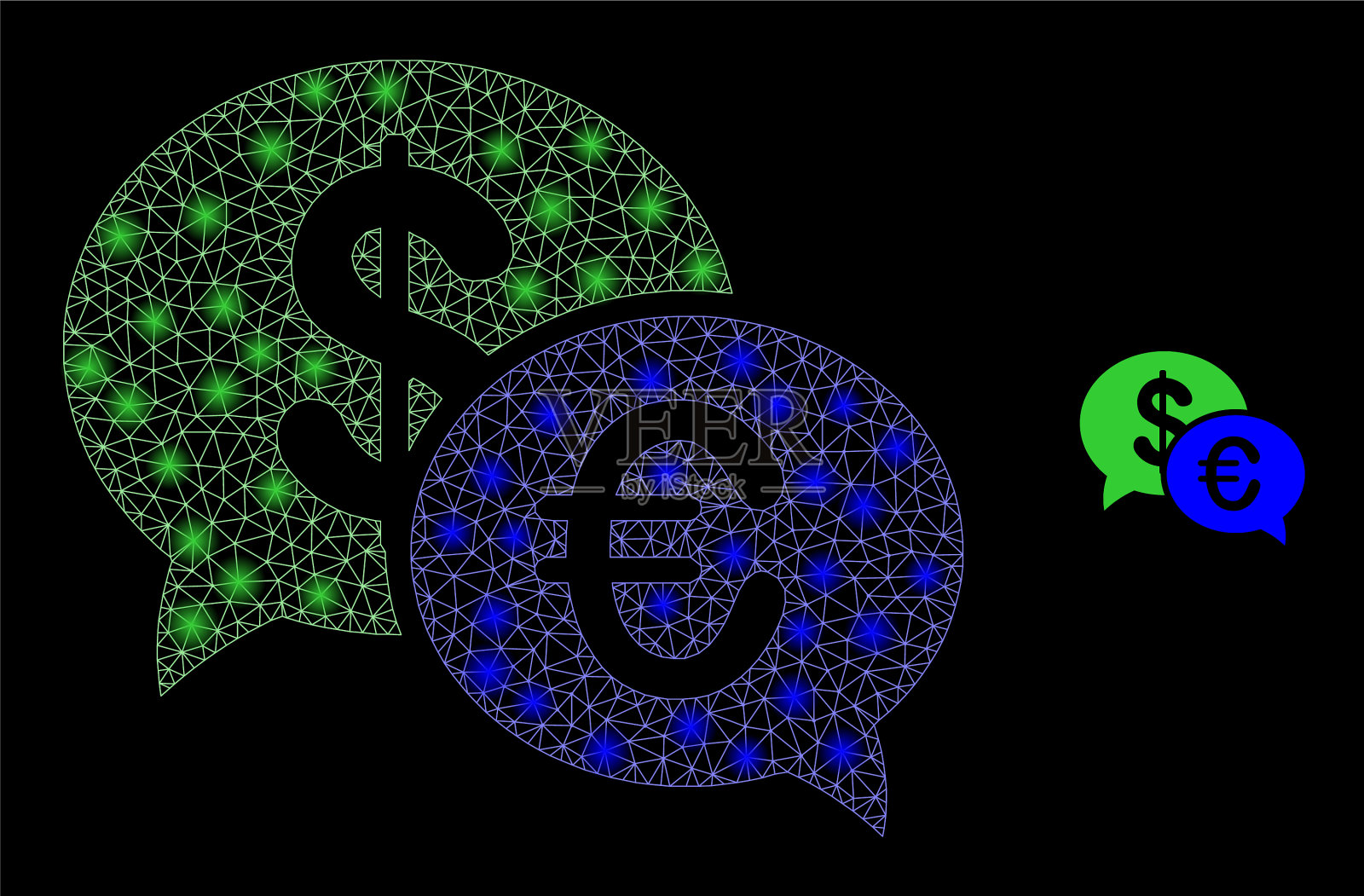 网眼金融网与闪光聊天插画图片素材