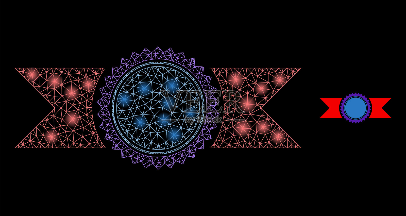 网眼网封模板用缎带配合插画图片素材