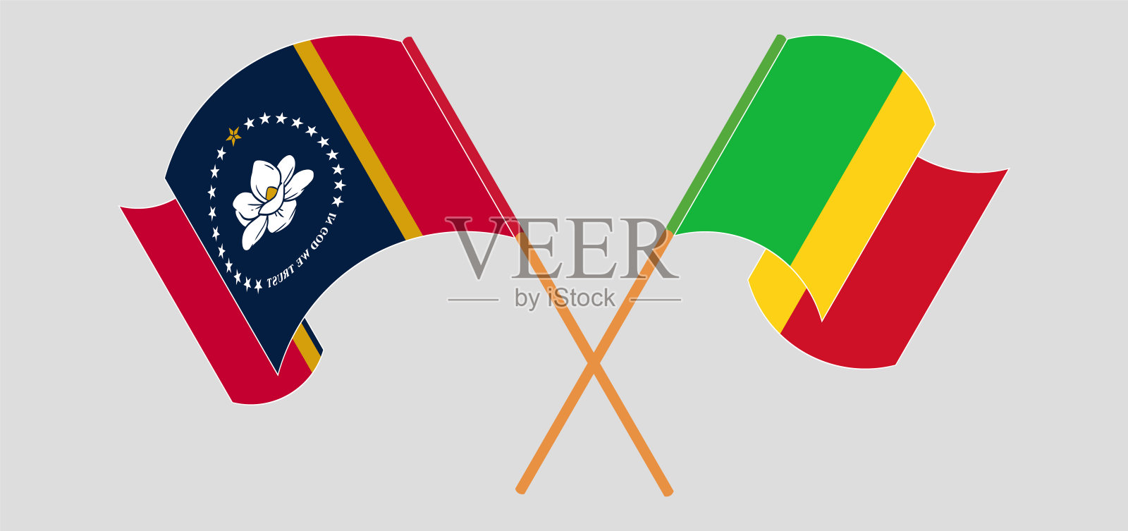 交叉并挥舞着密西西比州和马里的旗帜设计元素图片