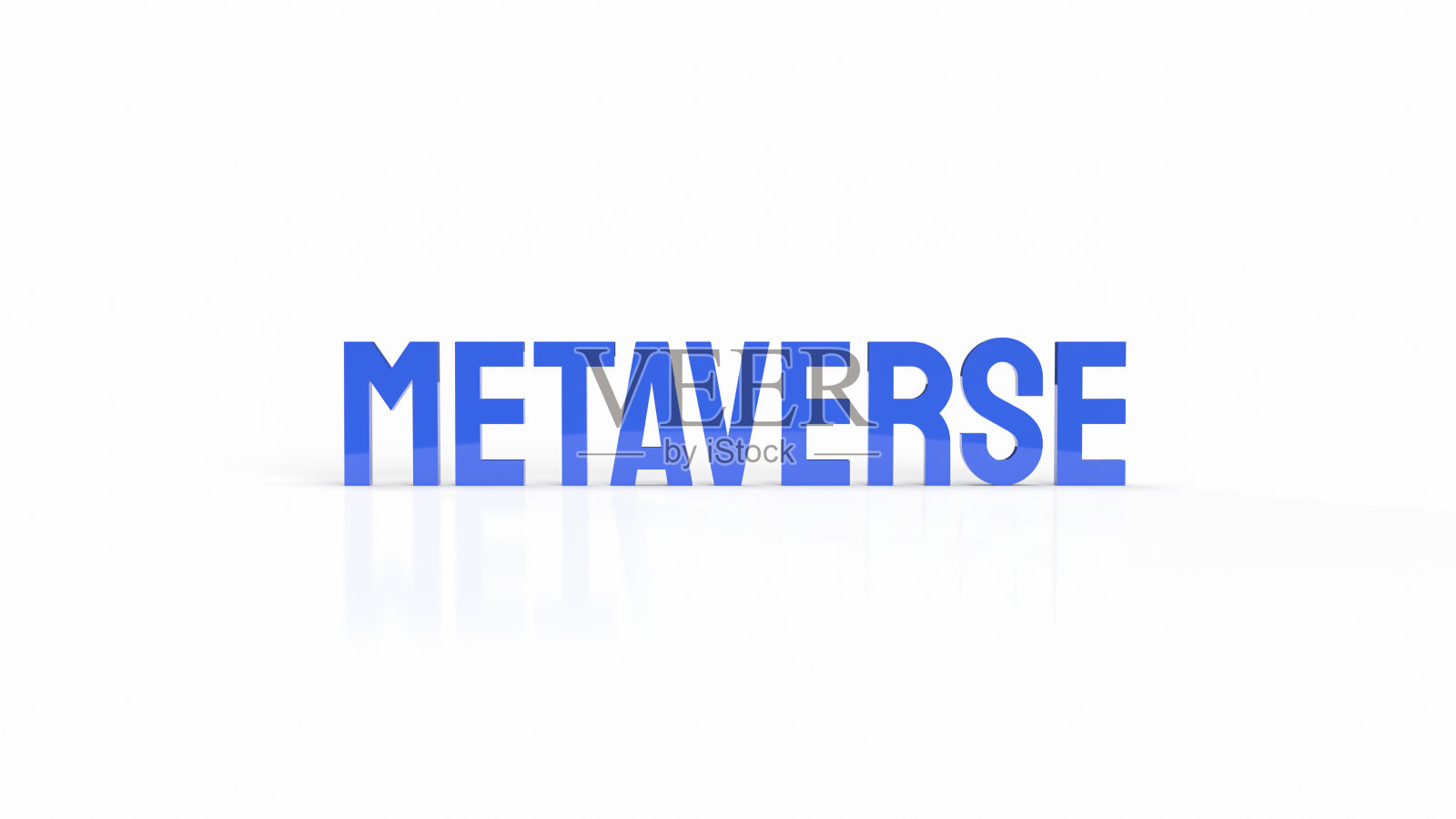 白色背景上的蓝色元宇宙文本用于商业或技术概念3d渲染。照片摄影图片